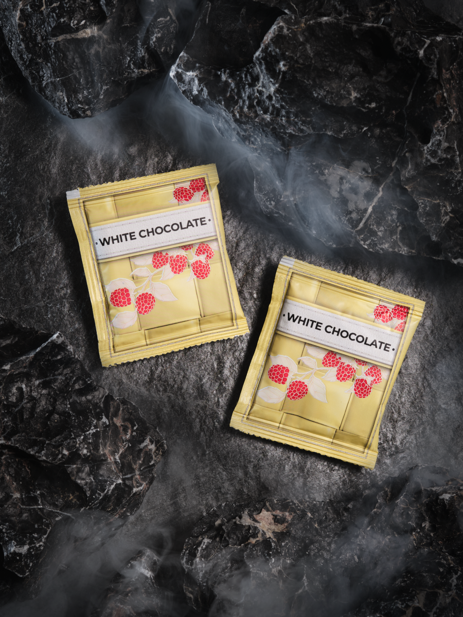 white chocolate sachets